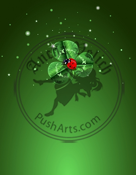 St. Patrickâs Day Three Leafed Clover and ladybug Background